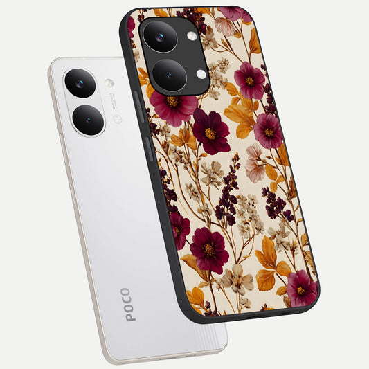  Autumn Wine Bloom phone case For Poco X8 Pro Max showing premium glass back cover with detailed artwork