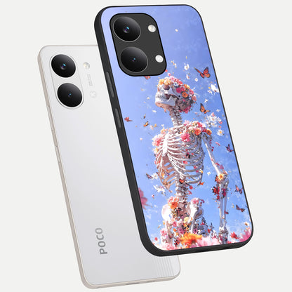  Bloom Beyond Bones phone case For Poco X8 Pro Max showing premium glass back cover with detailed artwork