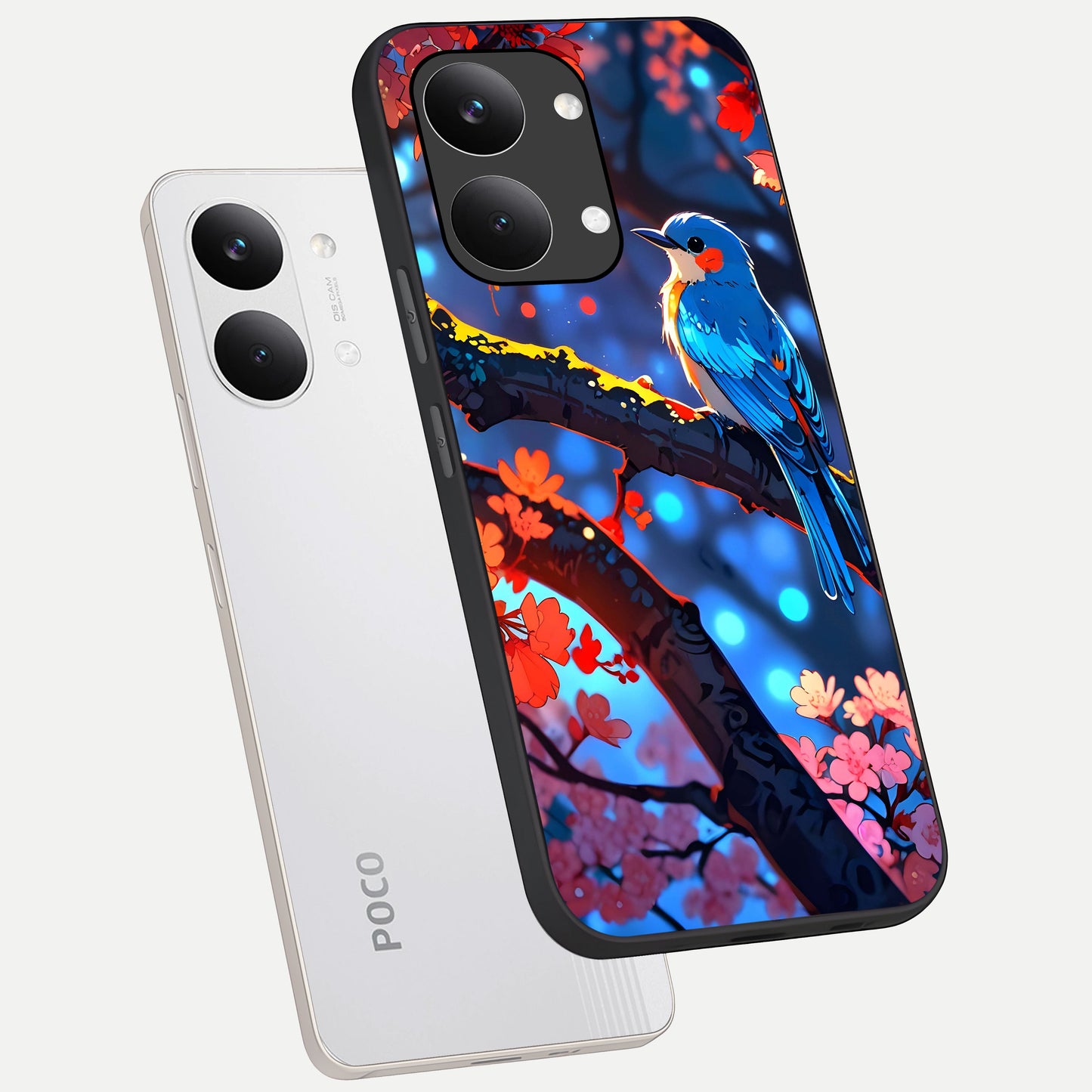  Blooming Water Drift phone case For Poco X8 Pro Max showing premium glass back cover with detailed artwork