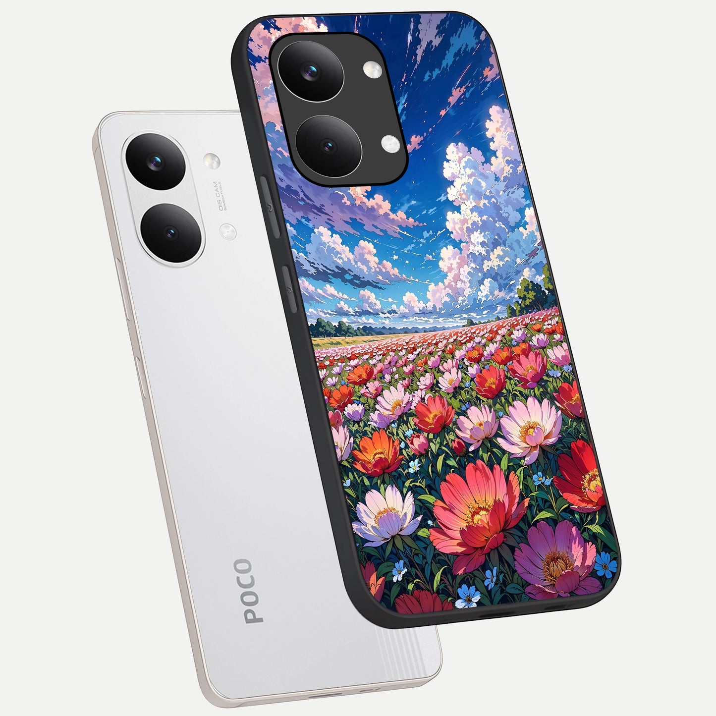  Blossom Sky Field phone case For Poco X8 Pro Max showing premium glass back cover with detailed artwork