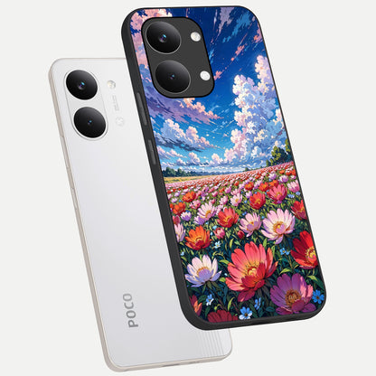  Blossom Sky Field phone case For Poco X8 Pro Max showing premium glass back cover with detailed artwork