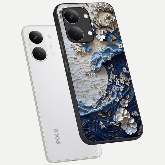  Blossom Wave Art phone case For Poco X8 Pro Max showing premium glass back cover with detailed artwork