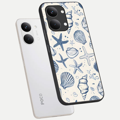  Blue Ocean Outline phone case For Poco X8 Pro Max showing premium glass back cover with detailed artwork