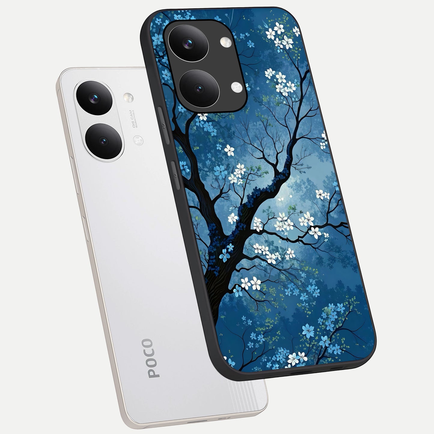 Blue Tree Serenity phone case For Poco X8 Pro Max showing premium glass back cover with detailed artwork