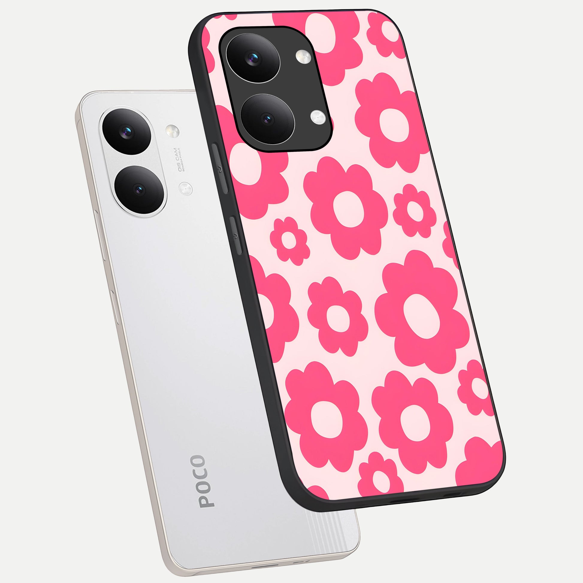  Blush Flower Pop phone case For Poco X8 Pro Max showing premium glass back cover with detailed artwork