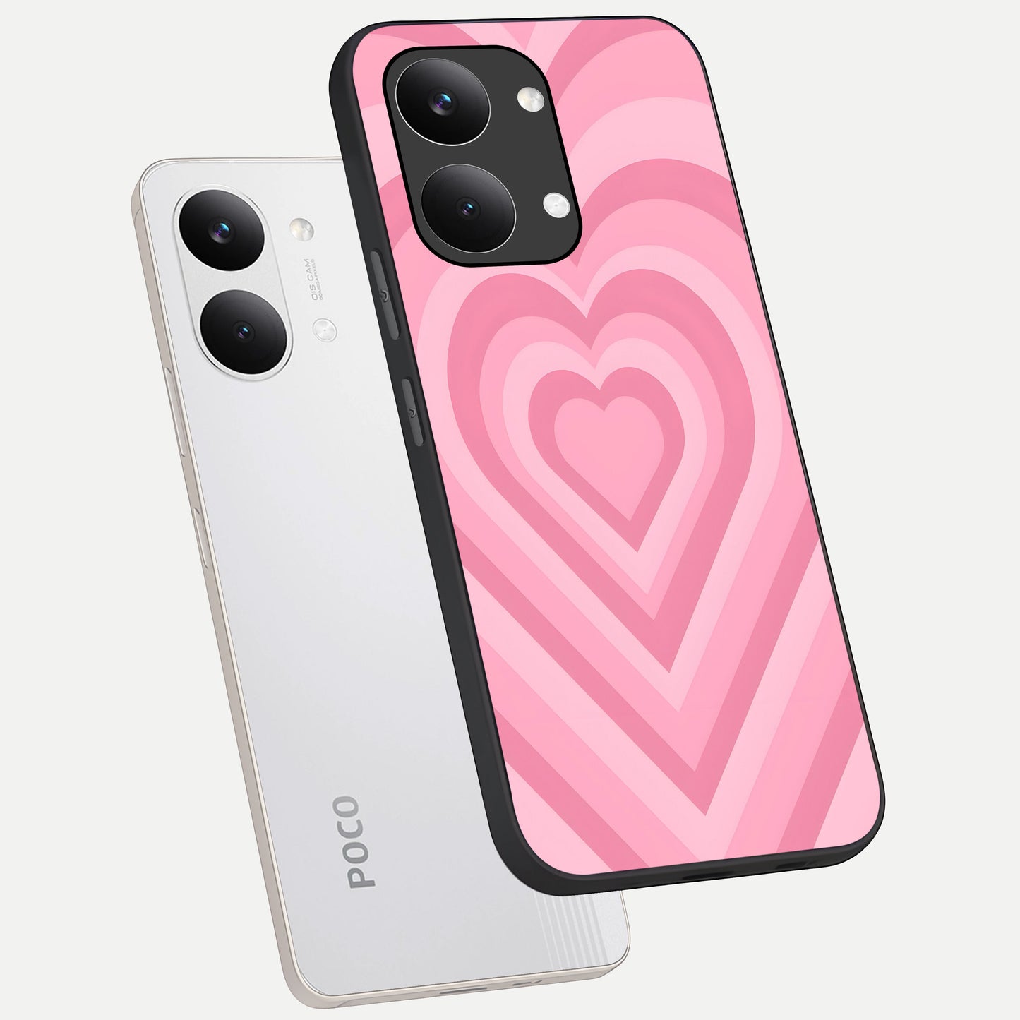  Blush Heart Waves phone case For Poco X8 Pro Max showing premium glass back cover with detailed artwork