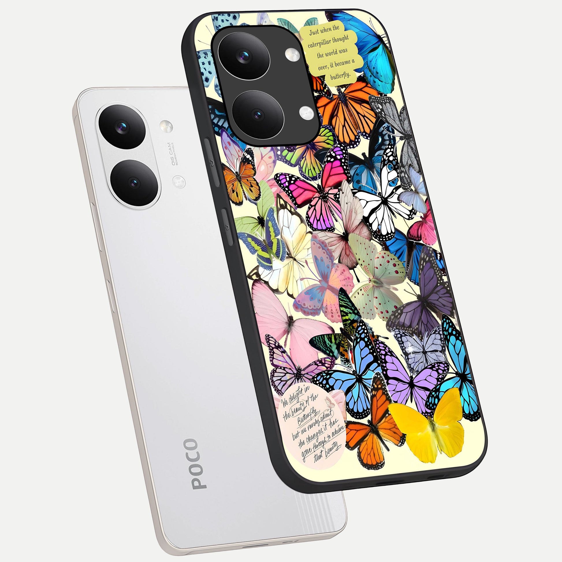  Butterflies Petal Dream phone case For Poco X8 Pro Max showing premium glass back cover with detailed artwork
