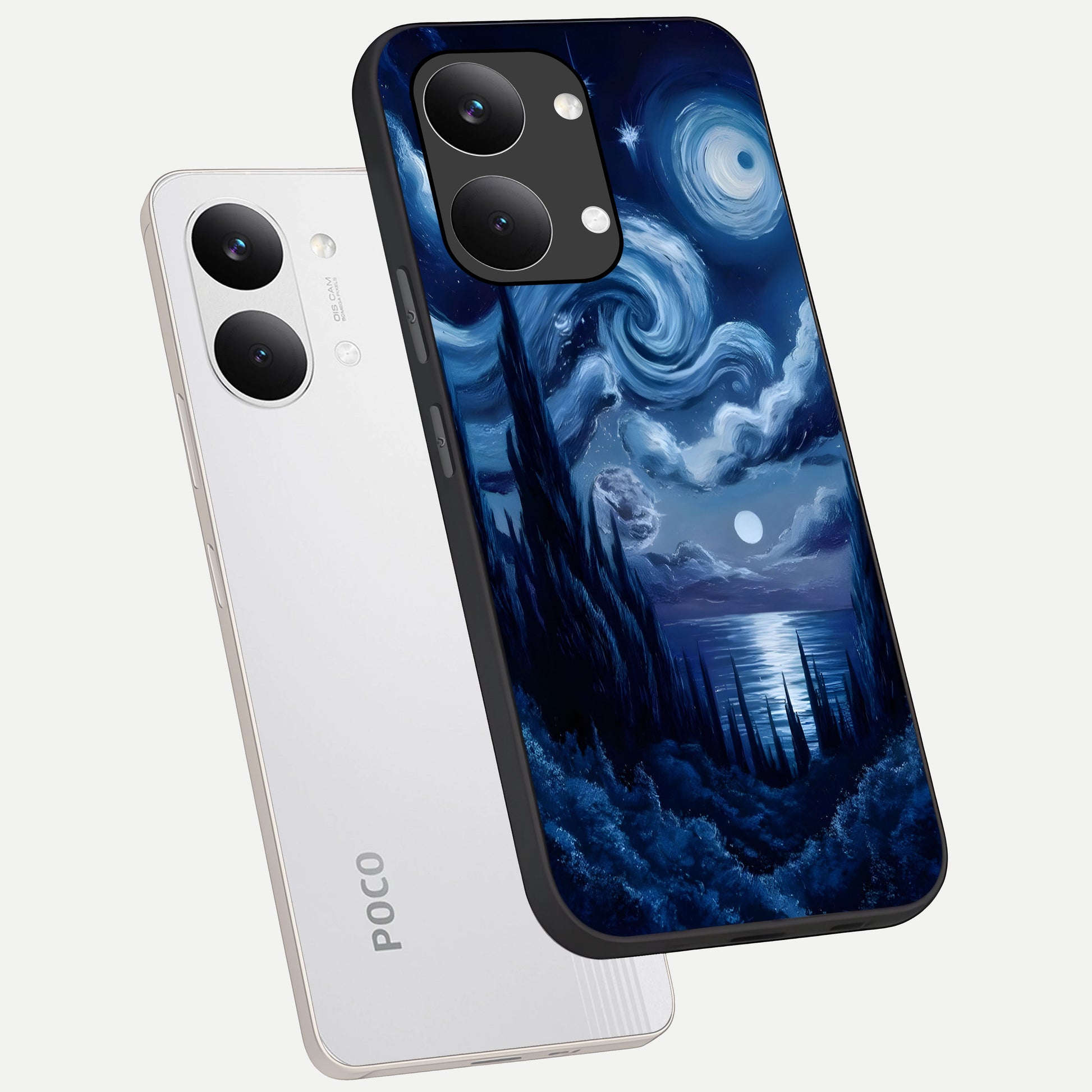  Celestial Dream Van Gogh phone case For Poco X8 Pro Max showing premium glass back cover with detailed artwork