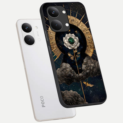  Celestial Lotus Morang phone case For Poco X8 Pro Max showing premium glass back cover with detailed artwork