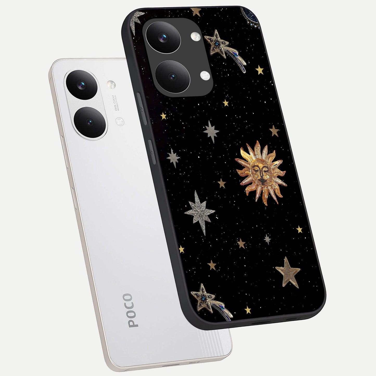  Celestial Moon With Stars phone case For Poco X8 Pro Max showing premium glass back cover with detailed artwork