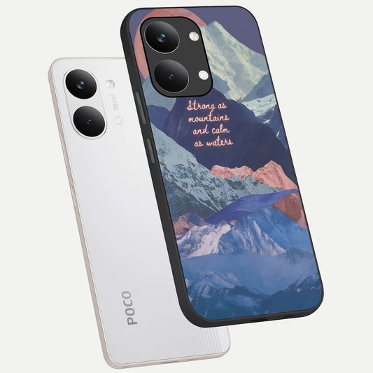  Celestial Mountain Calm phone case For Poco X8 Pro Max showing premium glass back cover with detailed artwork