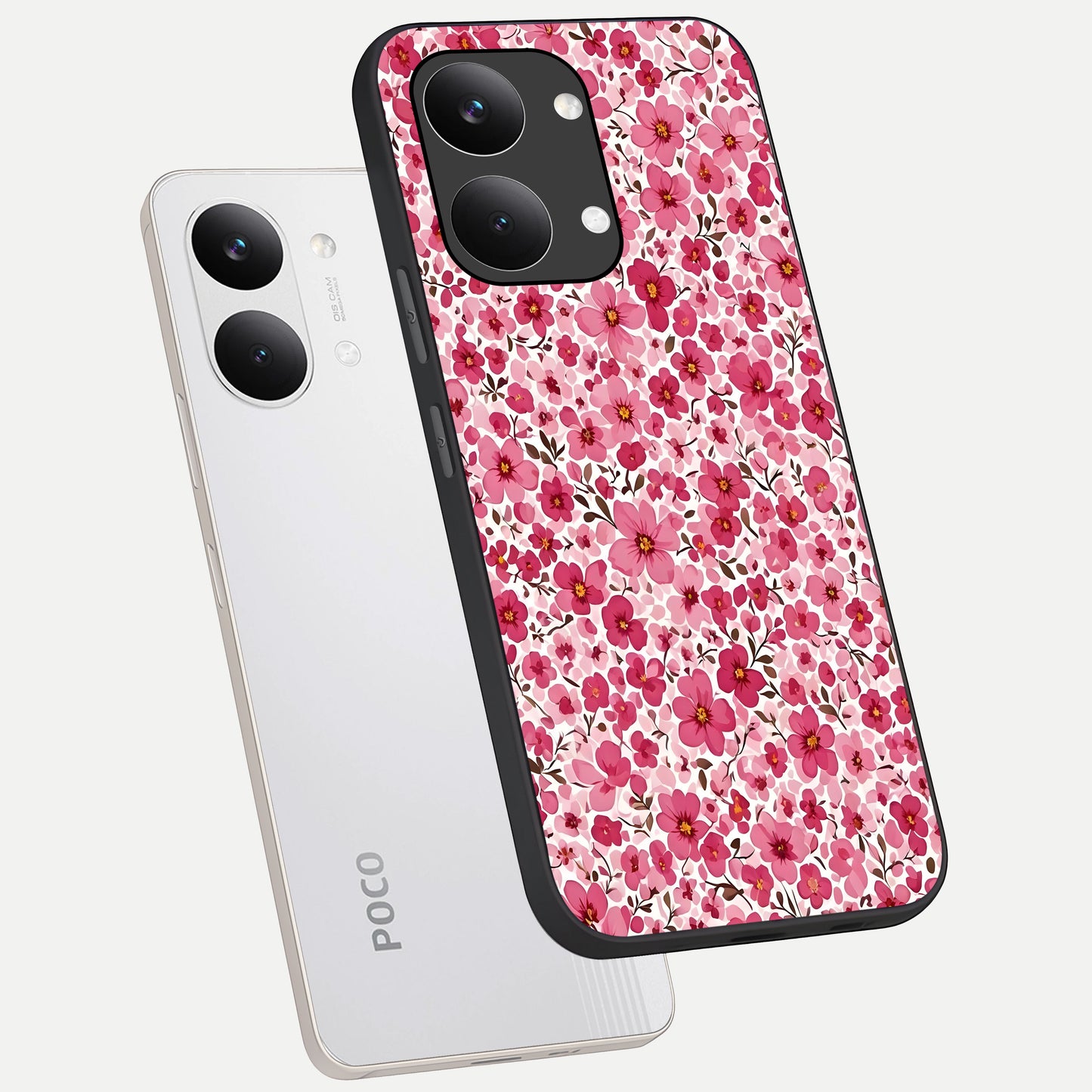 Cherry Blossom Charm phone case For Poco X8 Pro Max showing premium glass back cover with detailed artwork