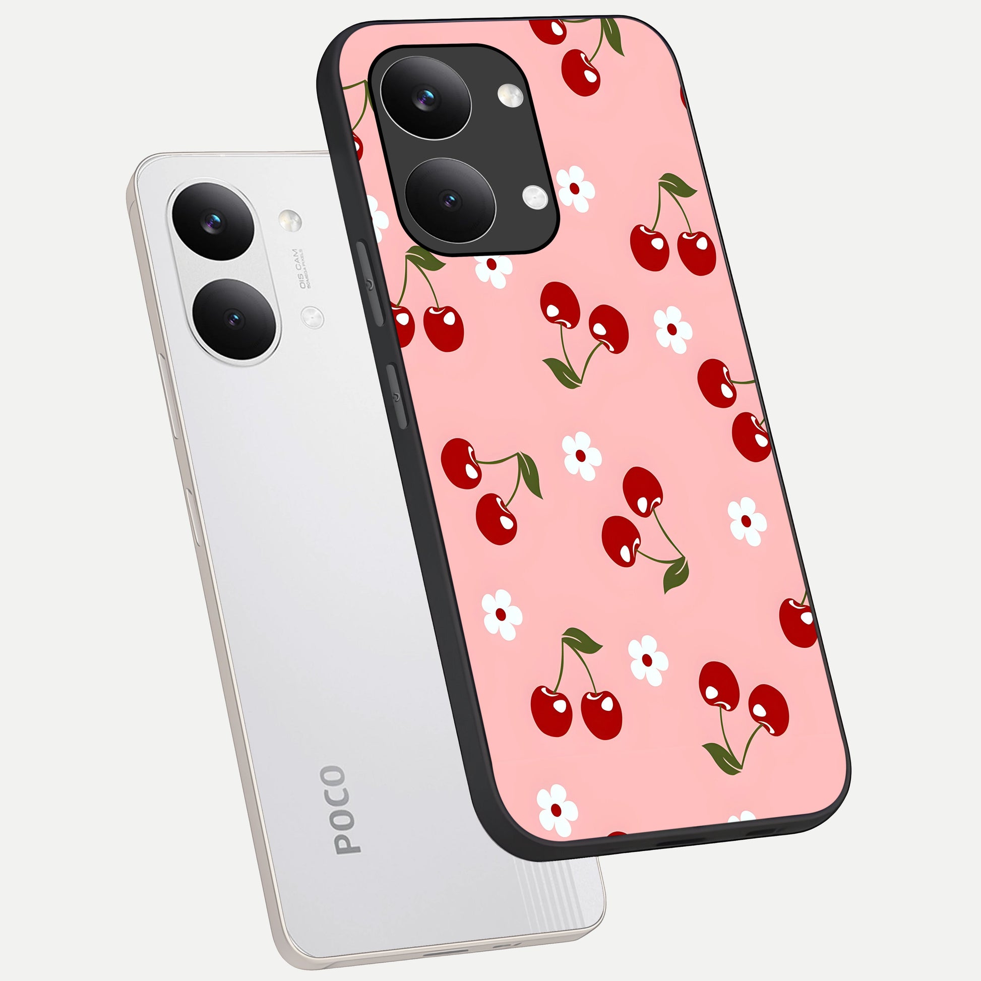  Cherry Love Mood phone case For Poco X8 Pro Max showing premium glass back cover with detailed artwork