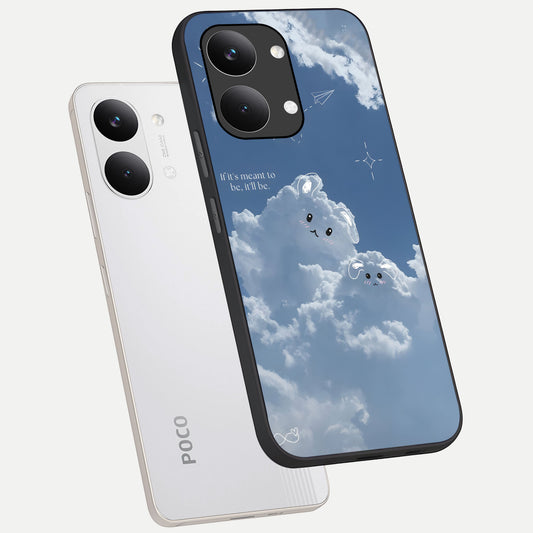  Cloud Bunny Dreams phone case For Poco X8 Pro Max showing premium glass back cover with detailed artwork