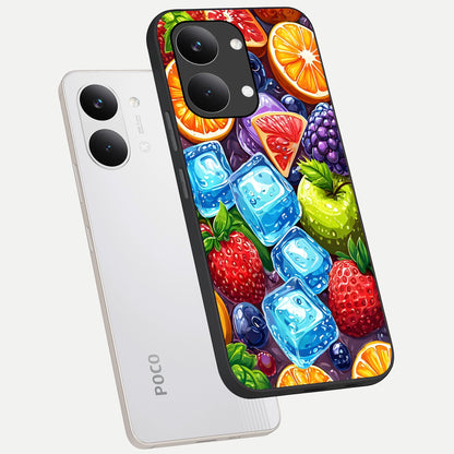  Colorful Fruits with Ice phone case For Poco X8 Pro Max showing premium glass back cover with detailed artwork