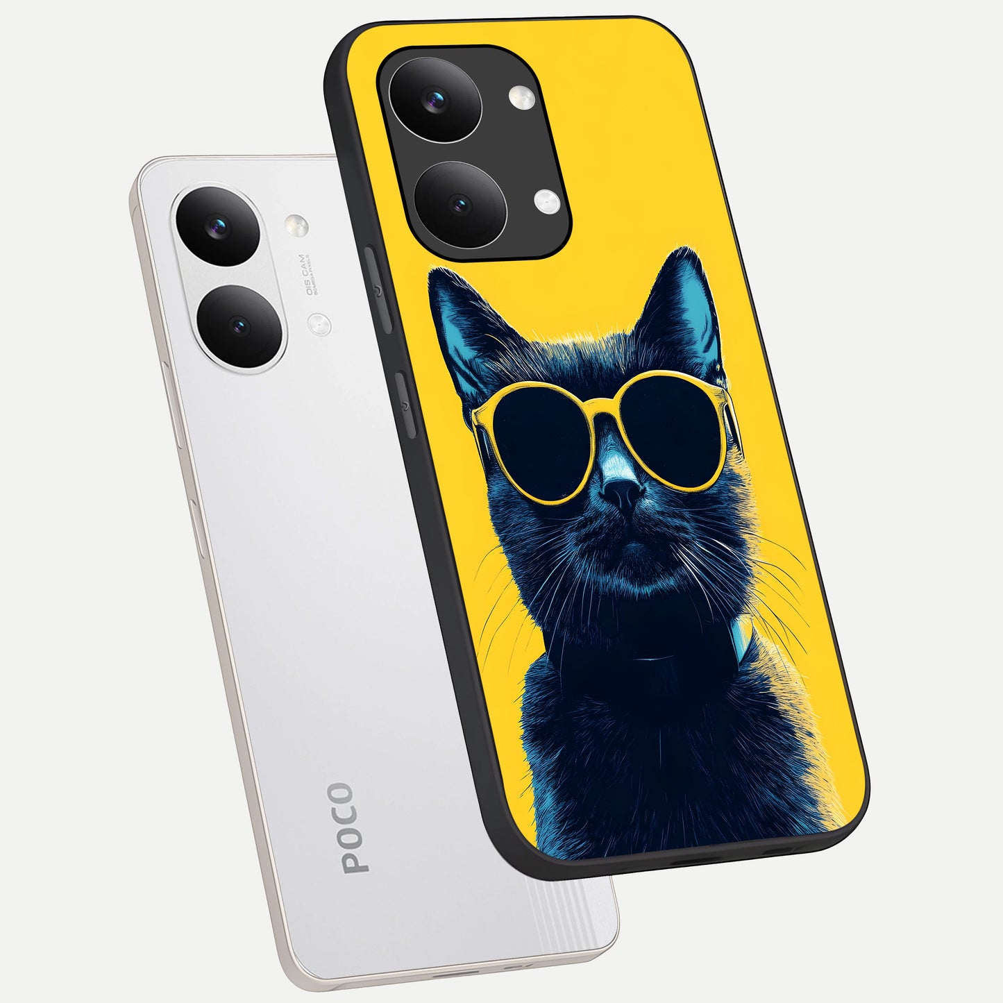  Cool Cat Vibes phone case For Poco X8 Pro Max showing premium glass back cover with detailed artwork