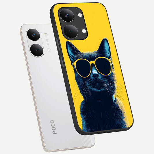  Cool Cat Vibes phone case For Poco X8 Pro Max showing premium glass back cover with detailed artwork