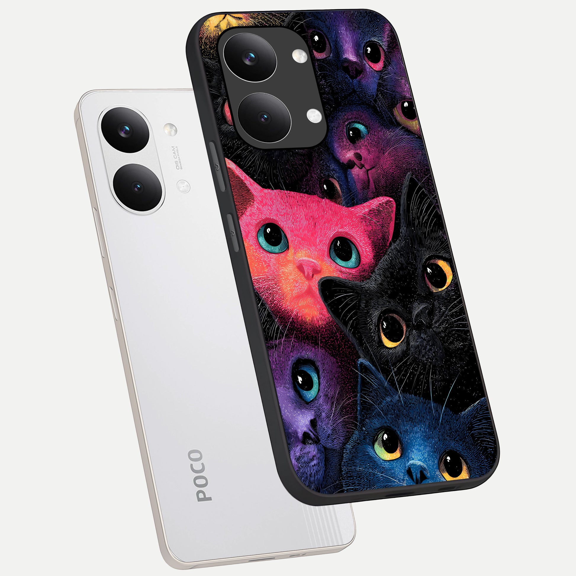  Cosmic Cats Dreams phone case For Poco X8 Pro Max showing premium glass back cover with detailed artwork