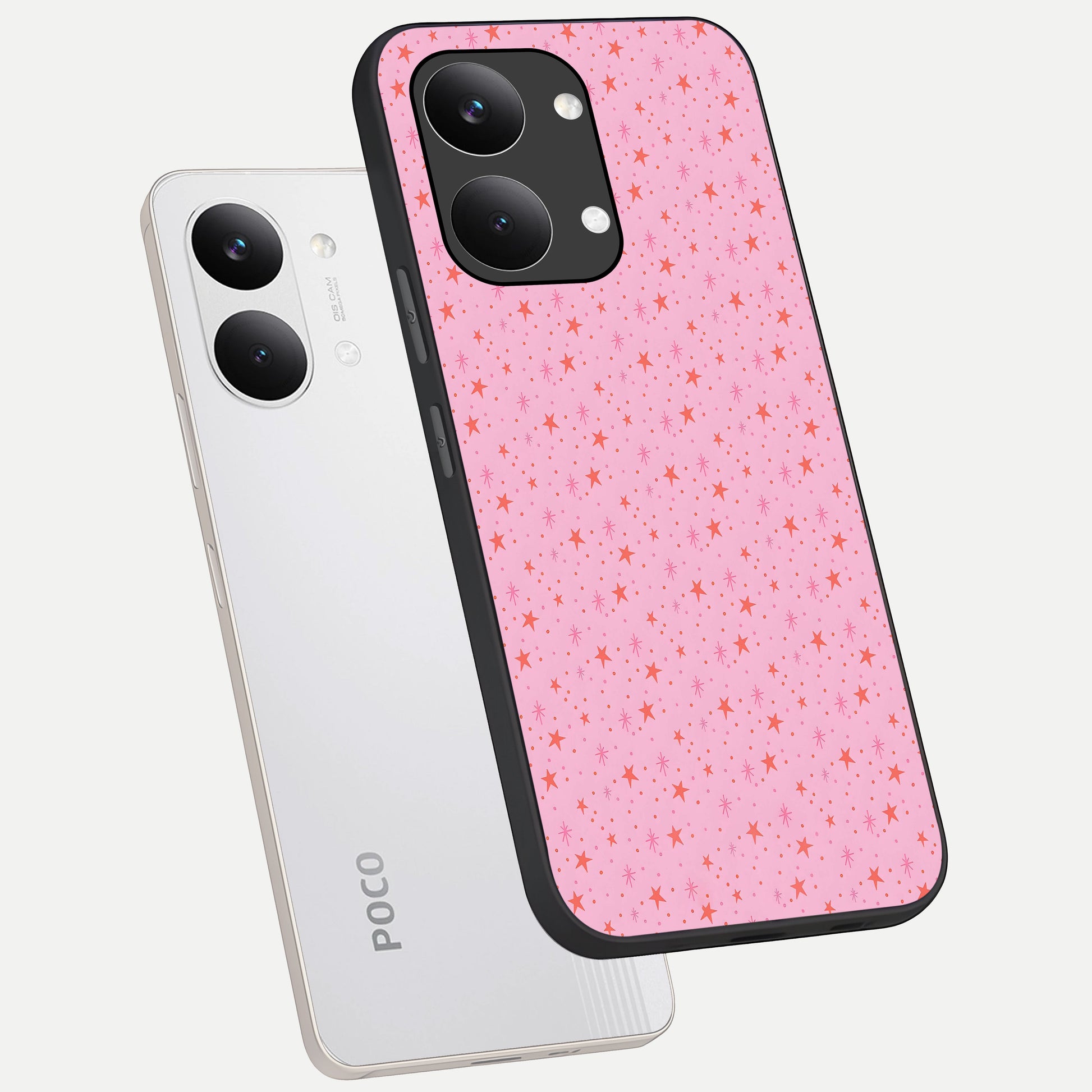  Cosmic Pink Sparkle phone case For Poco X8 Pro Max showing premium glass back cover with detailed artwork