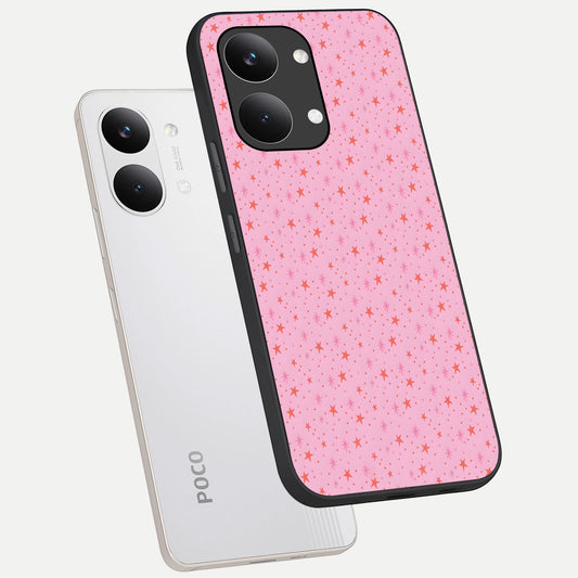  Cosmic Pink Sparkle phone case For Poco X8 Pro Max showing premium glass back cover with detailed artwork