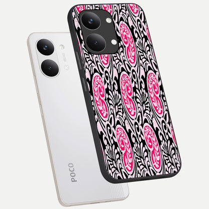  Crimson Paisley Charm phone case For Poco X8 Pro Max showing premium glass back cover with detailed artwork