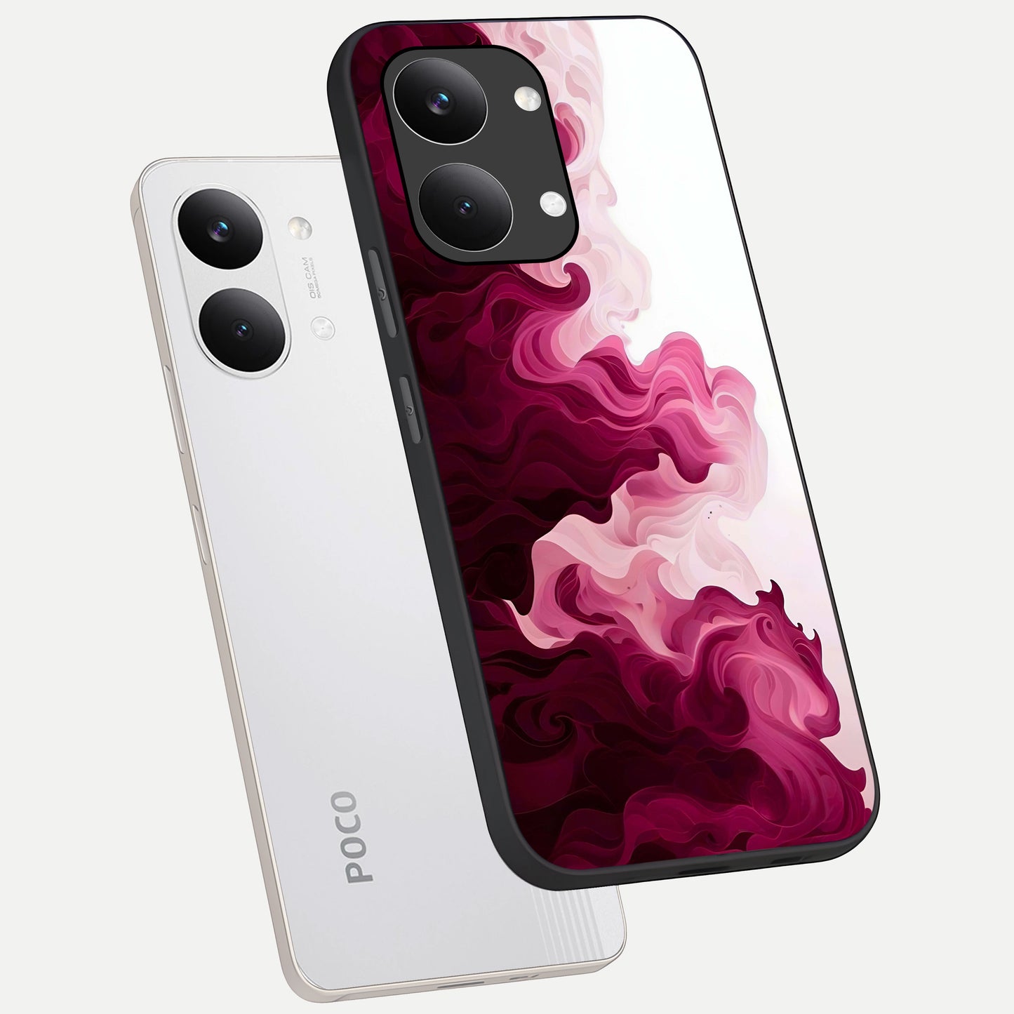  Crimson Wave Flow phone case For Poco X8 Pro Max showing premium glass back cover with detailed artwork