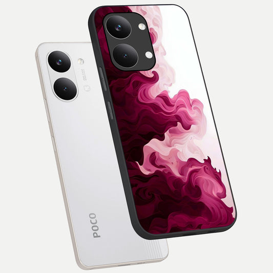  Crimson Wave Flow phone case For Poco X8 Pro Max showing premium glass back cover with detailed artwork