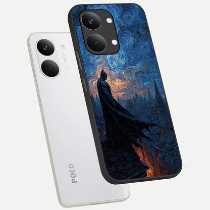  Dark Knight Dusk phone case For Poco X8 Pro Max showing premium glass back cover with detailed artwork