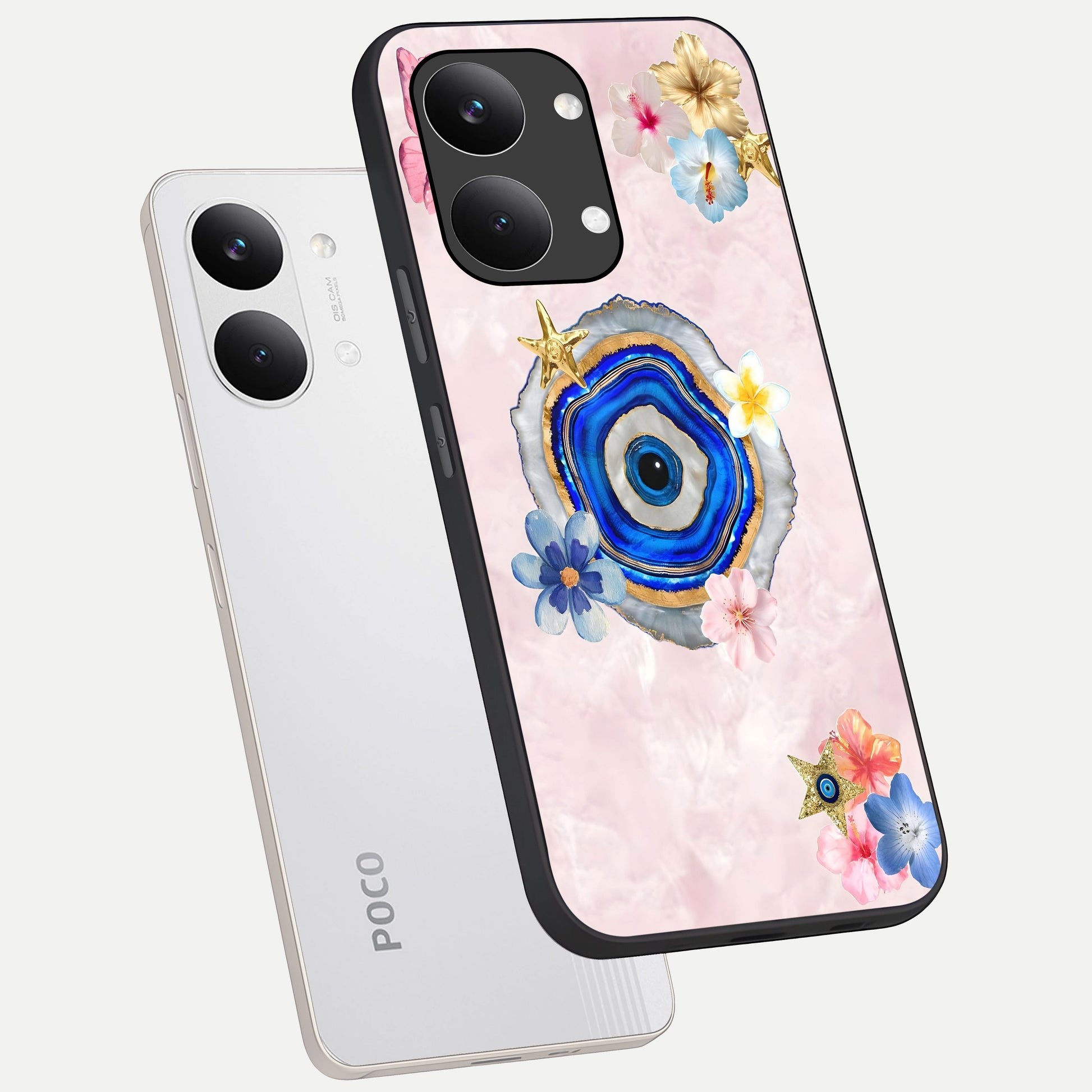  Divine Aura Bloom phone case For Poco X8 Pro Max showing premium glass back cover with detailed artwork