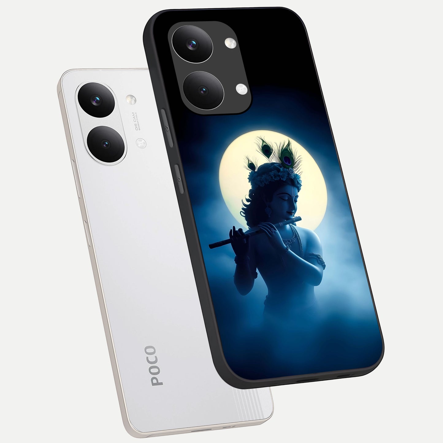  Divine Moon Flute phone case For Poco X8 Pro Max showing premium glass back cover with detailed artwork