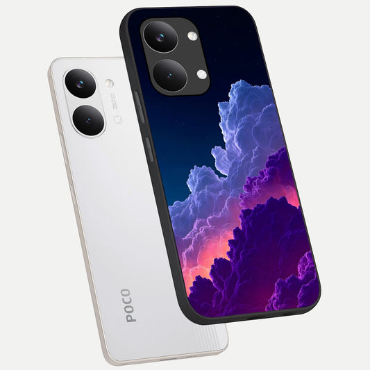  Dreamy Cloud Skies phone case For Poco X8 Pro Max showing premium glass back cover with detailed artwork