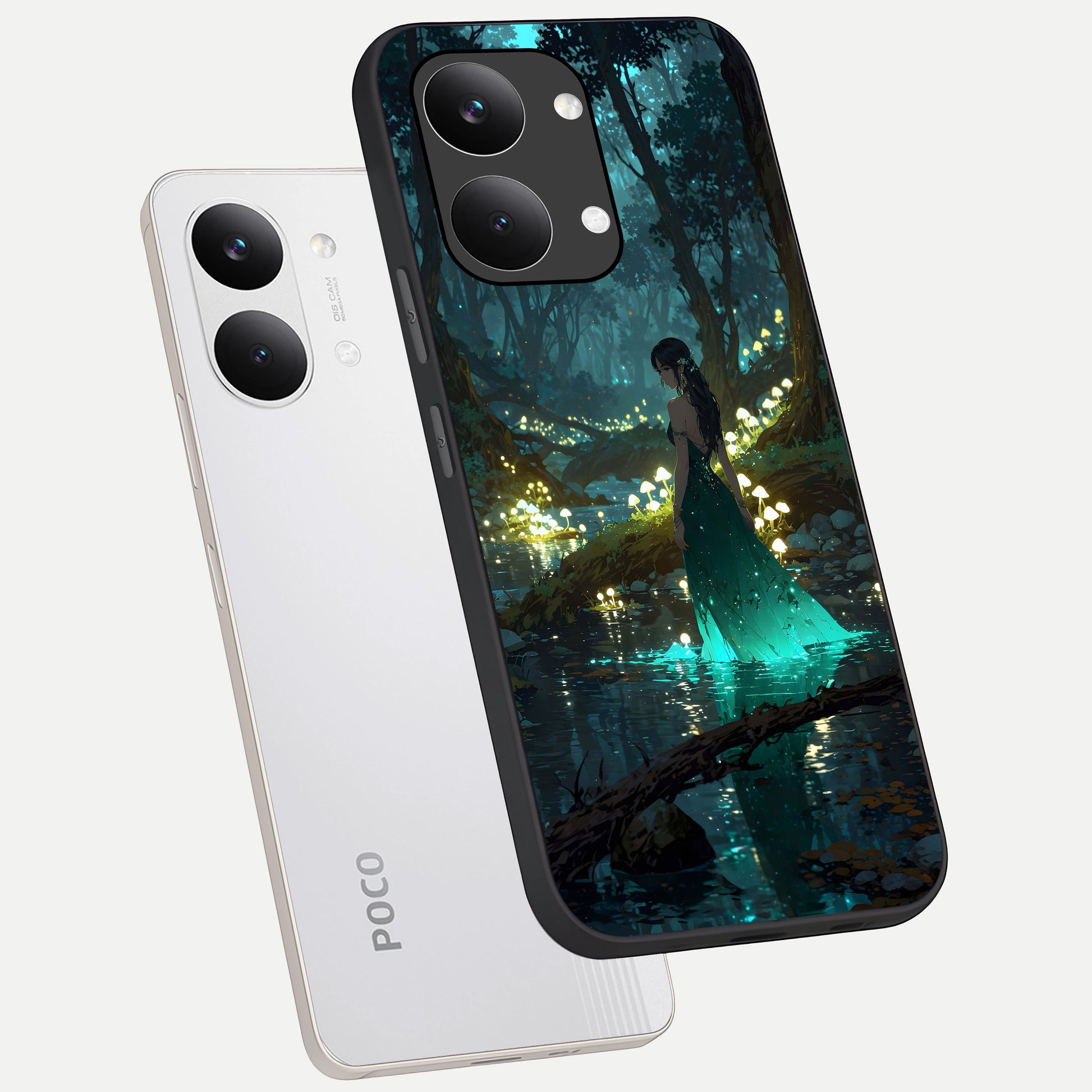 Enchanted Forest Glow phone case For Poco X8 Pro Max showing premium glass back cover with detailed artwork