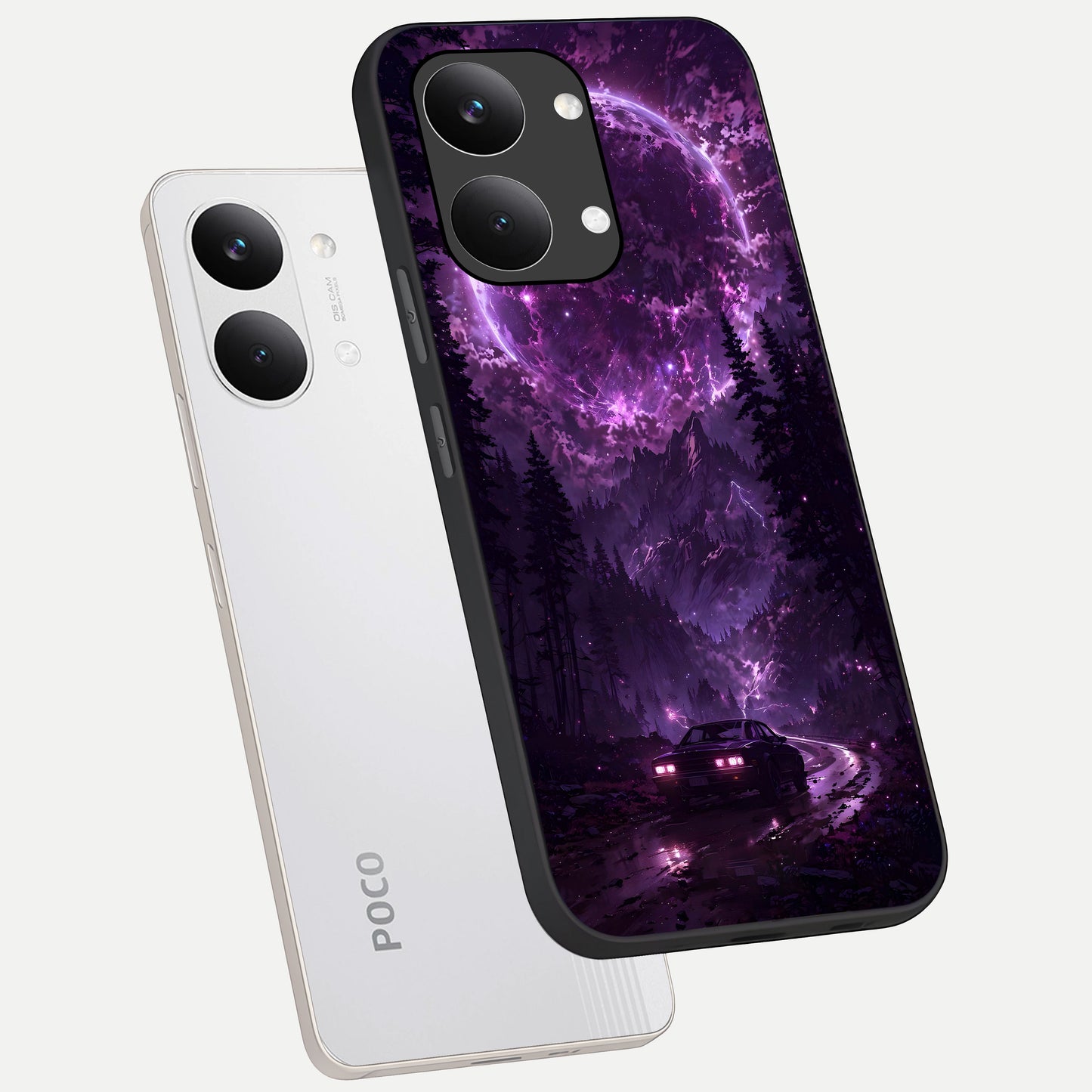  Eternal Cosmic Drive phone case For Poco X8 Pro Max showing premium glass back cover with detailed artwork