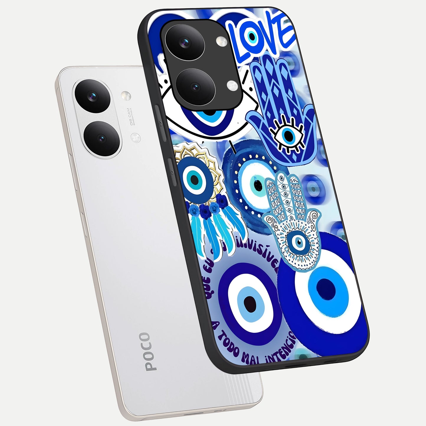  Evil Eyes Dream phone case For Poco X8 Pro Max showing premium glass back cover with detailed artwork
