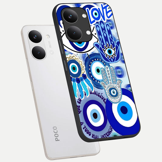  Evil Eyes Dream phone case For Poco X8 Pro Max showing premium glass back cover with detailed artwork