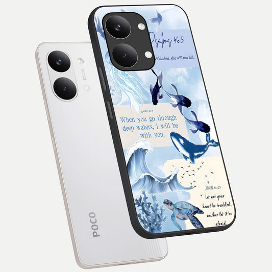  Faithful Ocean Promise phone case For Poco X8 Pro Max showing premium glass back cover with detailed artwork