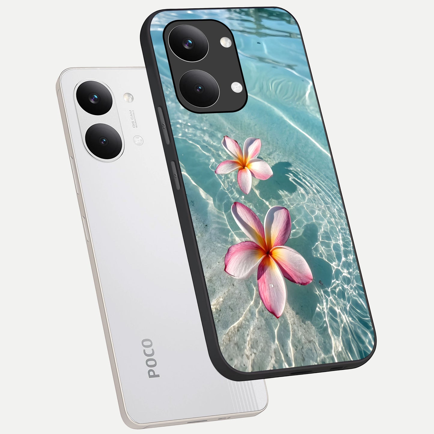  Floating Bloom Bliss phone case For Poco X8 Pro Max showing premium glass back cover with detailed artwork