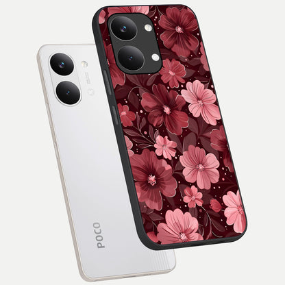  Flower Blush Bloom phone case For Poco X8 Pro Max showing premium glass back cover with detailed artwork