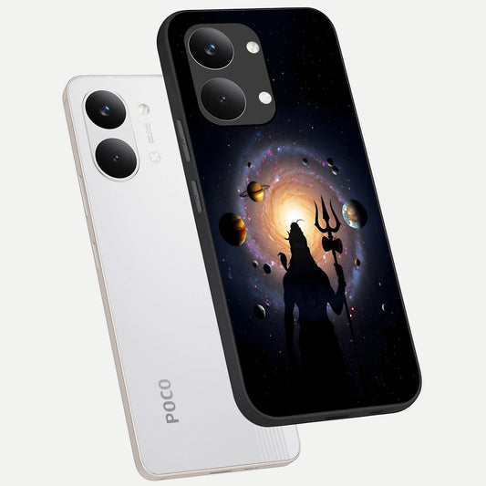  Galactic Shiva Vision phone case For Poco X8 Pro Max showing premium glass back cover with detailed artwork