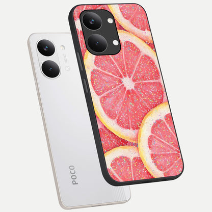 Glitter Grapefruit phone case For Poco X8 Pro Max showing premium glass back cover with detailed artwork