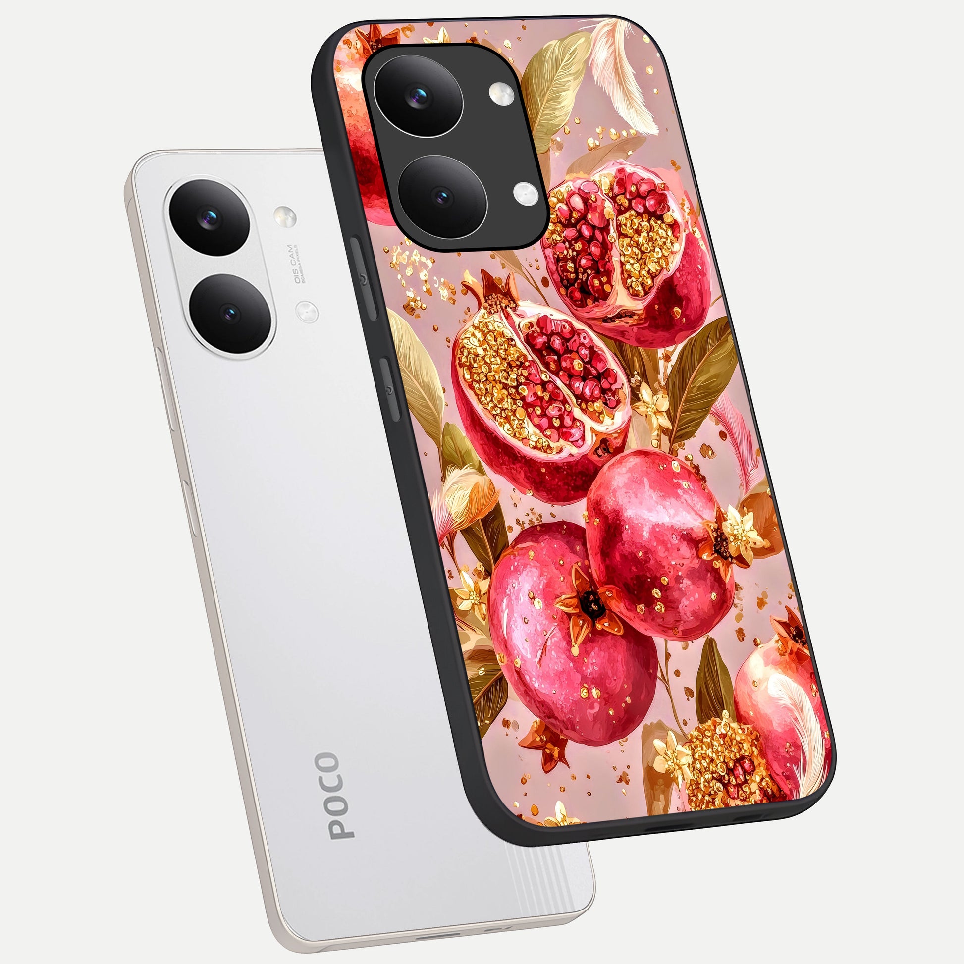  Golden Bloom Glow phone case For Poco X8 Pro Max showing premium glass back cover with detailed artwork