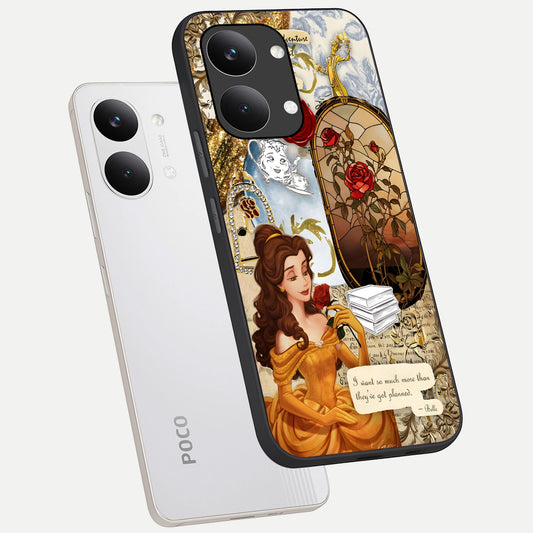  Golden Dream Belle phone case For Poco X8 Pro Max showing premium glass back cover with detailed artwork