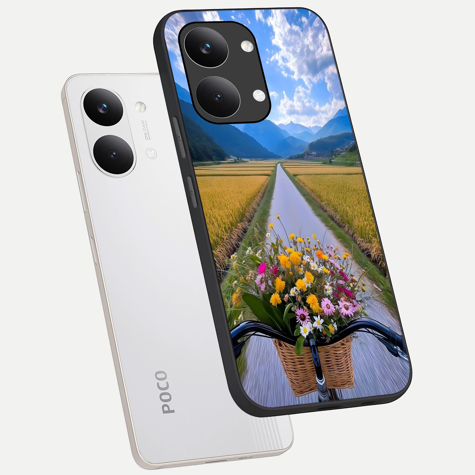  Golden Field Journey phone case For Poco X8 Pro Max showing premium glass back cover with detailed artwork