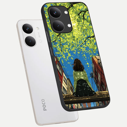  Golden Leaves Glow phone case For Poco X8 Pro Max showing premium glass back cover with detailed artwork