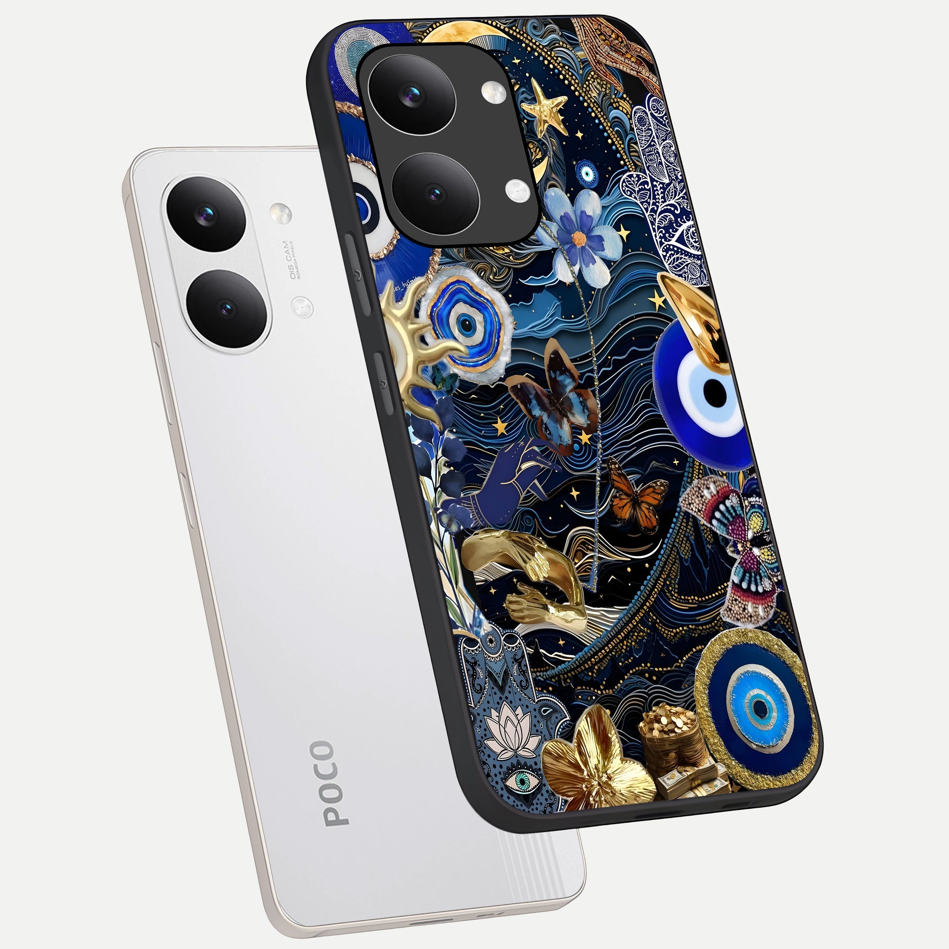  Golden Moon Magic phone case For Poco X8 Pro Max showing premium glass back cover with detailed artwork