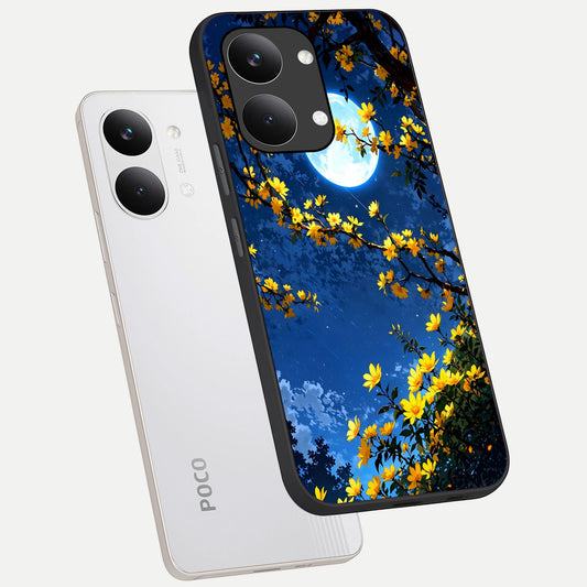  Golden Night Glow phone case For Poco X8 Pro Max showing premium glass back cover with detailed artwork