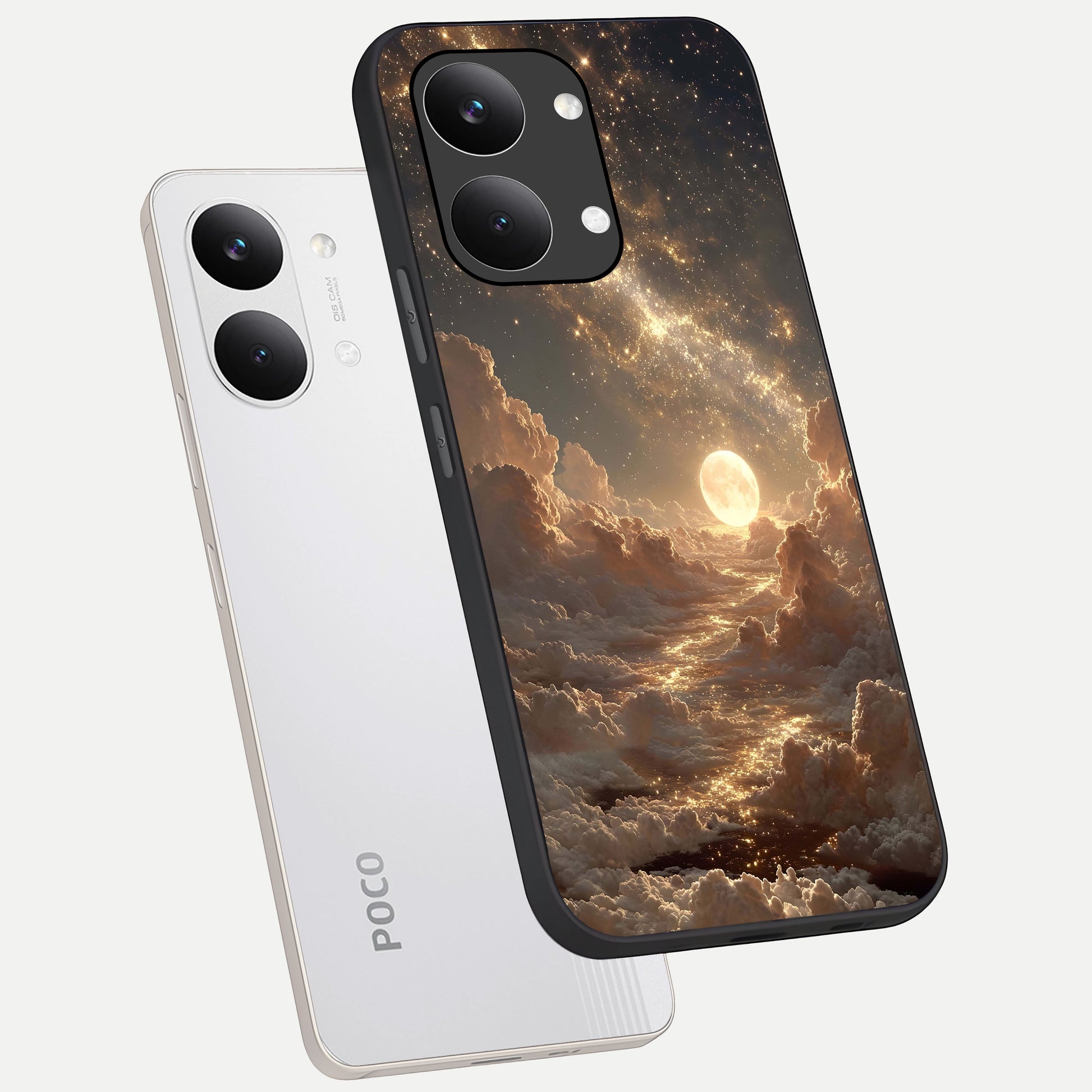 Golden Sky Dream phone case For Poco X8 Pro Max showing premium glass back cover with detailed artwork