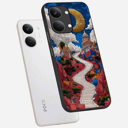  Heavenly Moon Path phone case For Poco X8 Pro Max showing premium glass back cover with detailed artwork