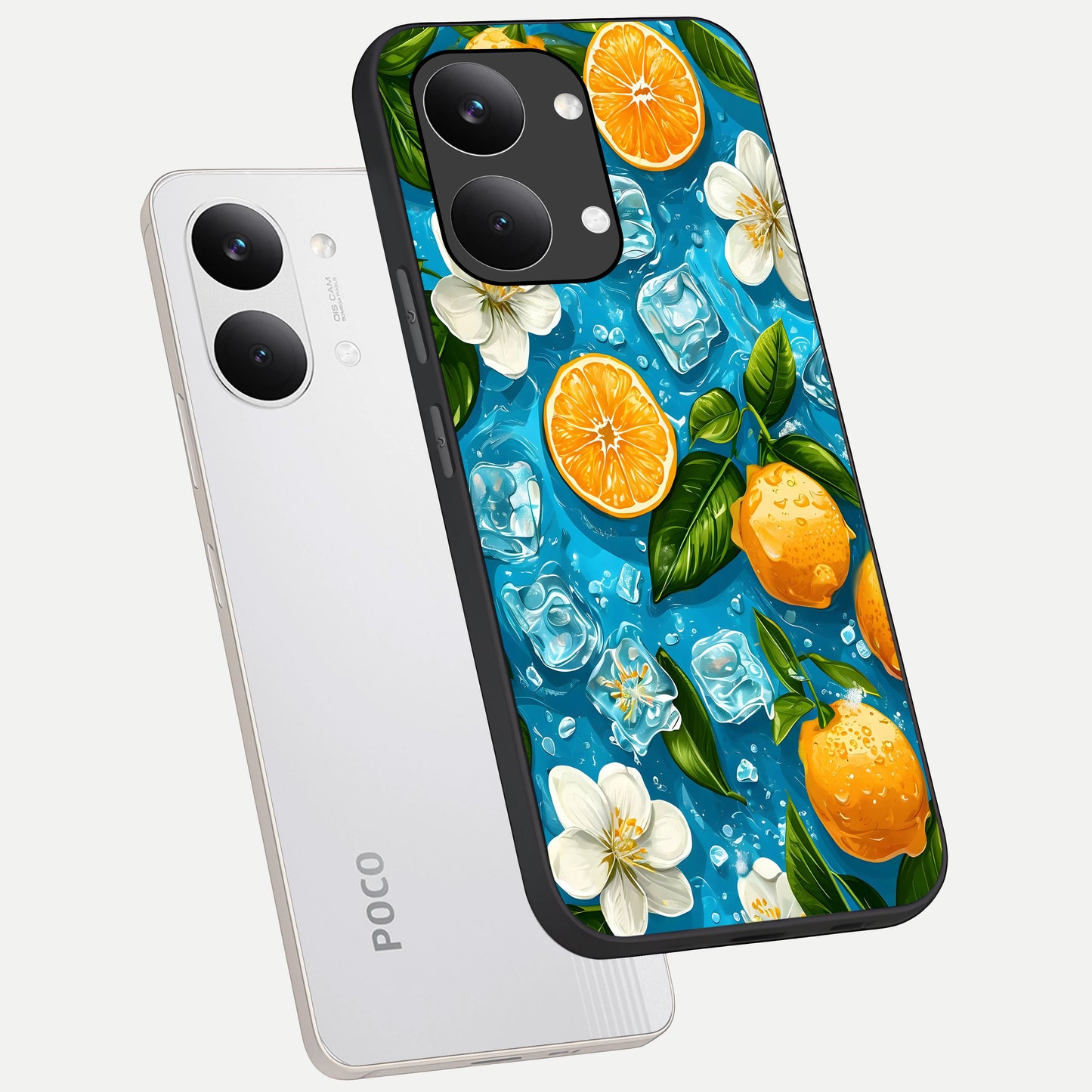 Ice Cube With Orange phone case For Poco X8 Pro Max showing premium glass back cover with detailed artwork