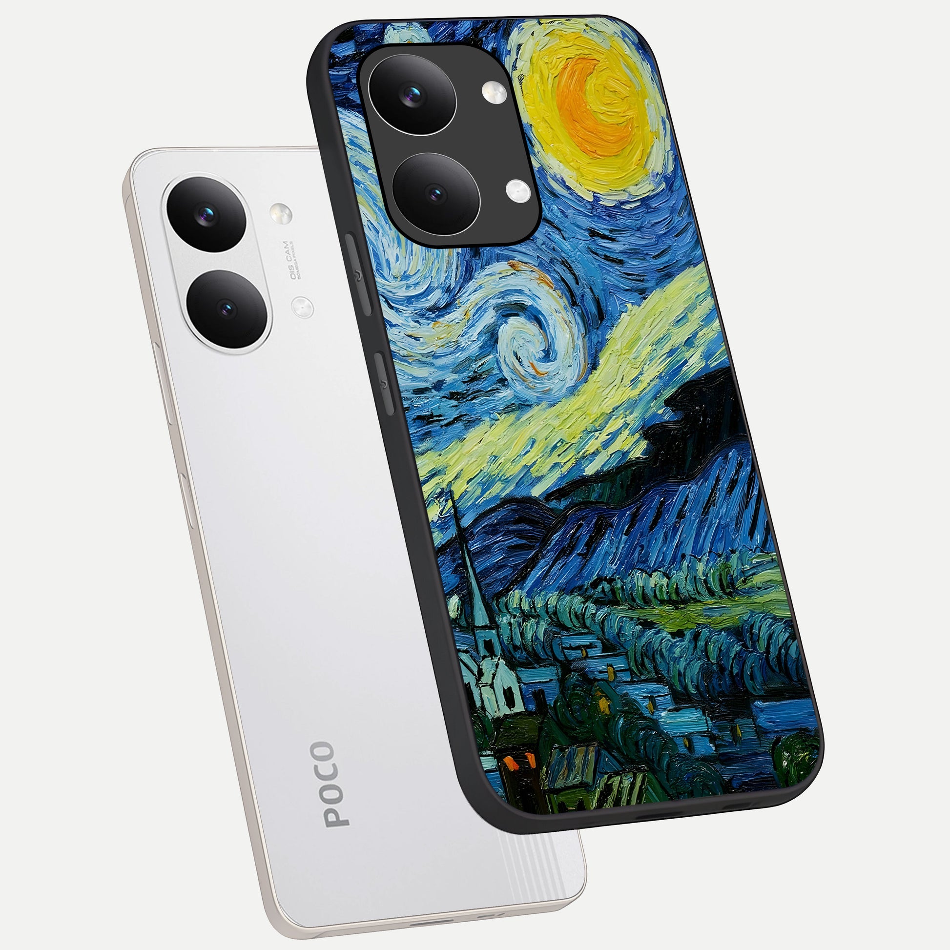  Inspired Van Gogh Art phone case For Poco X8 Pro Max showing premium glass back cover with detailed artwork